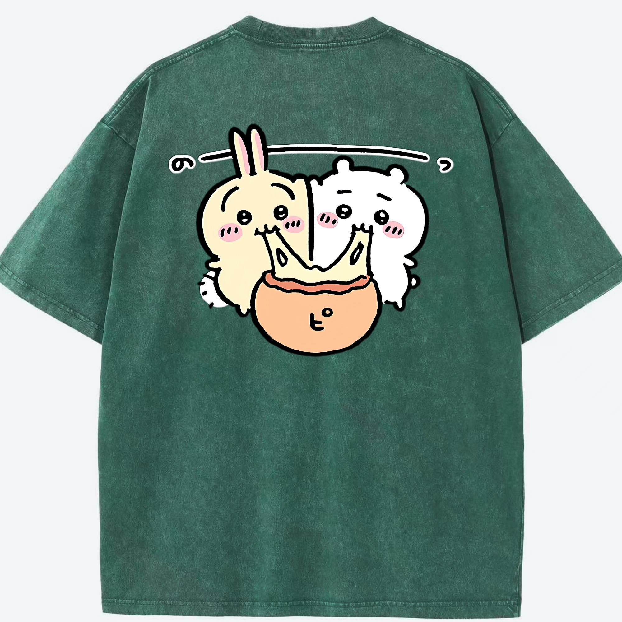 （画像用） ちいかわ うさぎ Chii-kawa usagi 綿100% ヴィンテージ風 半袖Tシャツ（背面プリント）